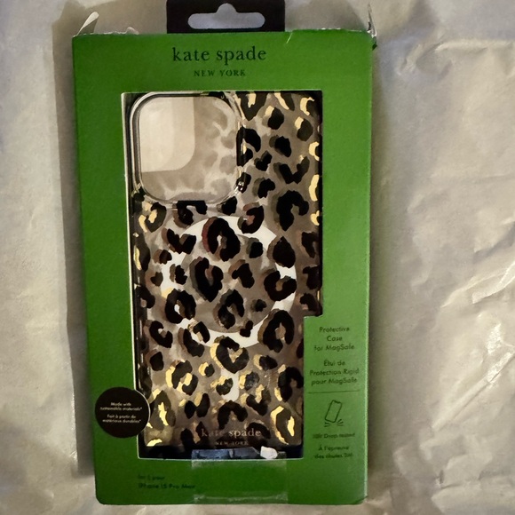 Kate Spade Leopard Print Phone Case - Black, Brown, and Gold-open box - Picture 3 of 12